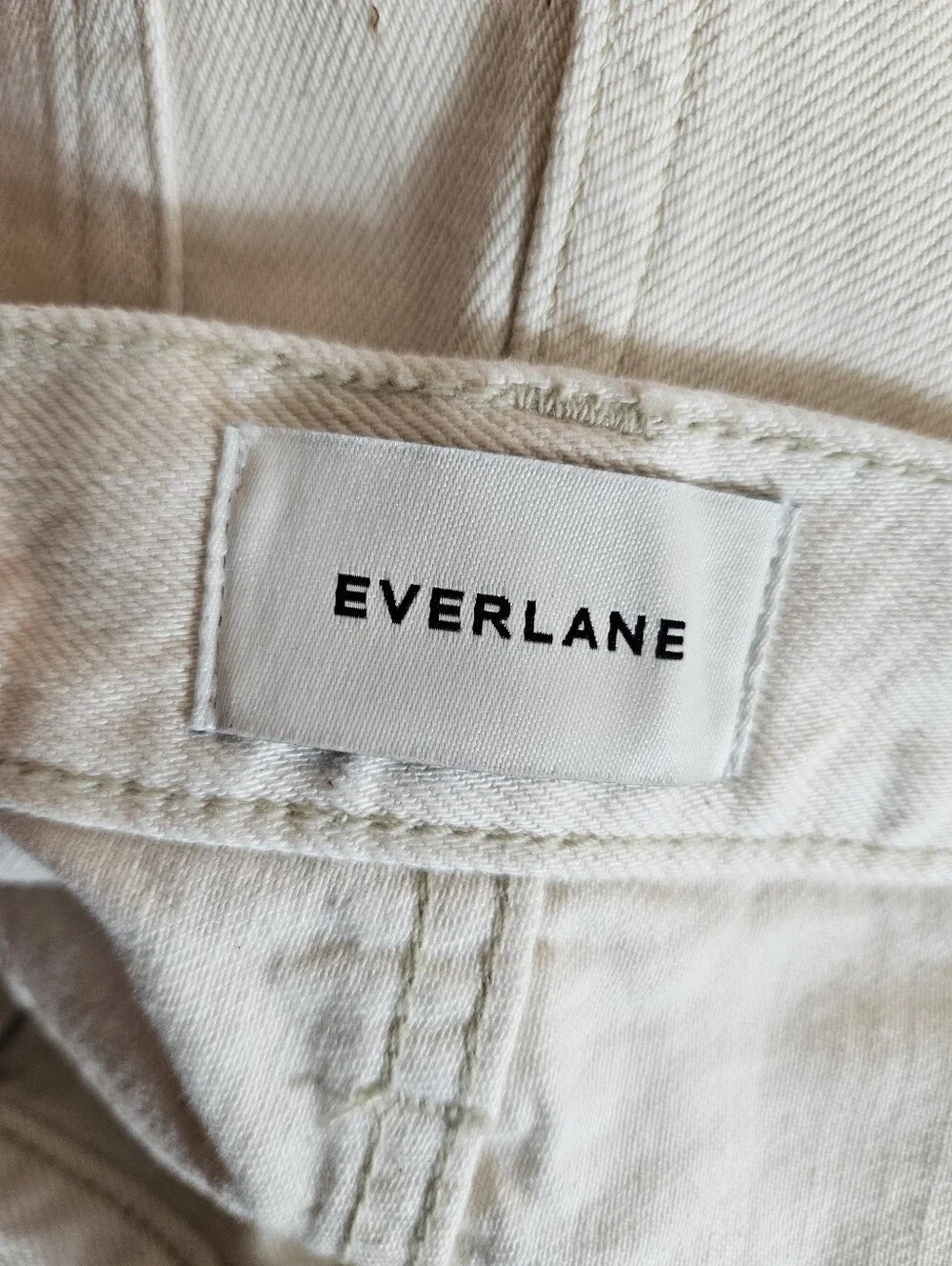 Everlane OG Baggy Jean Shorts 29 Ecru Raw Hem Organic Cotton Denim